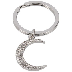 Portachiavi luna acciaio con strass